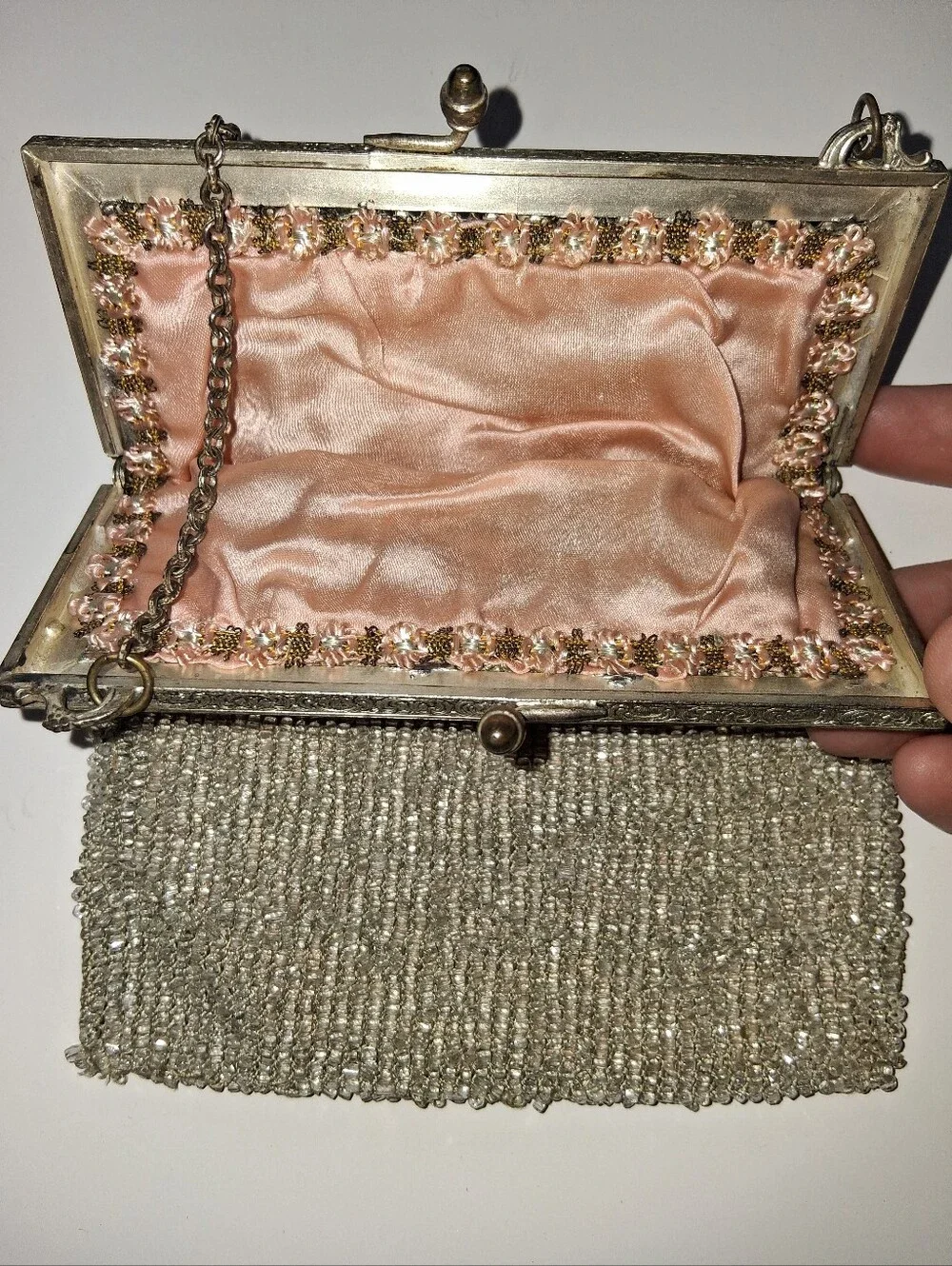 Vintage Beaded Evening Bag in Champagne